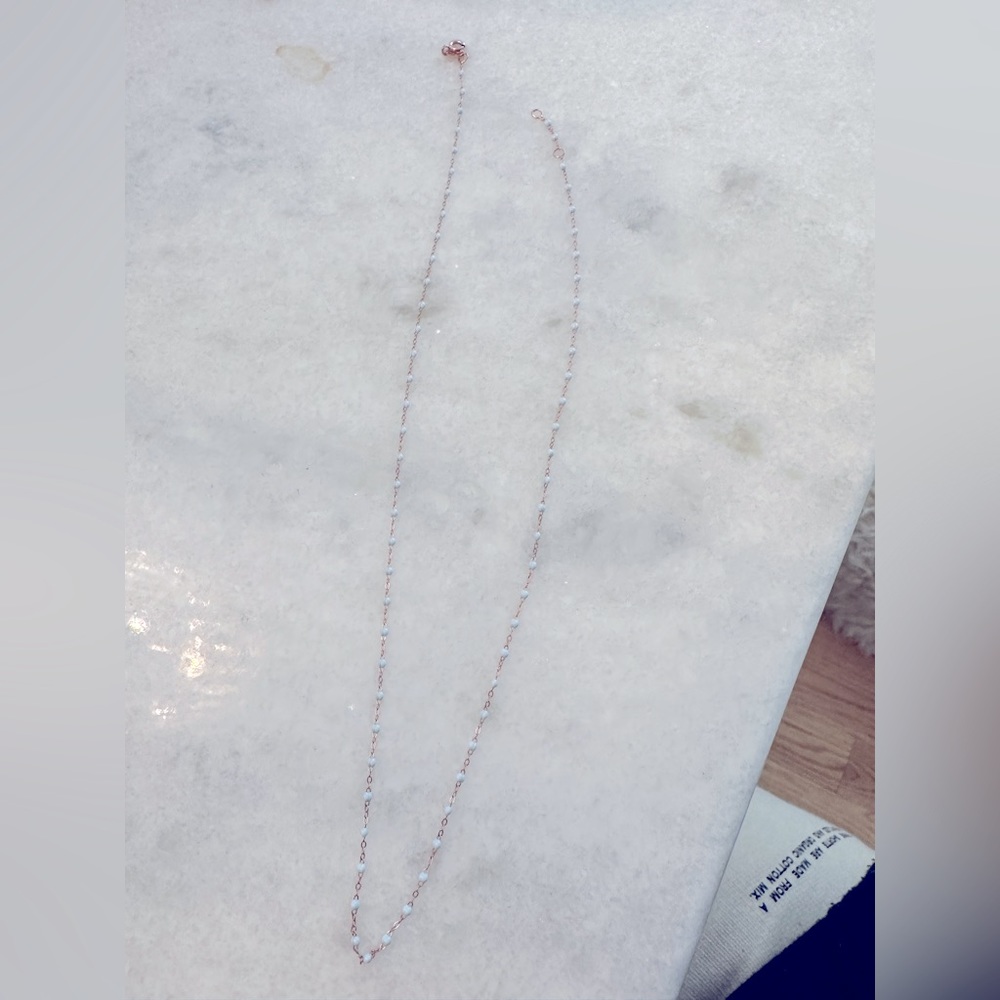 Gigi clouzeau pink gold with light blue resin beads